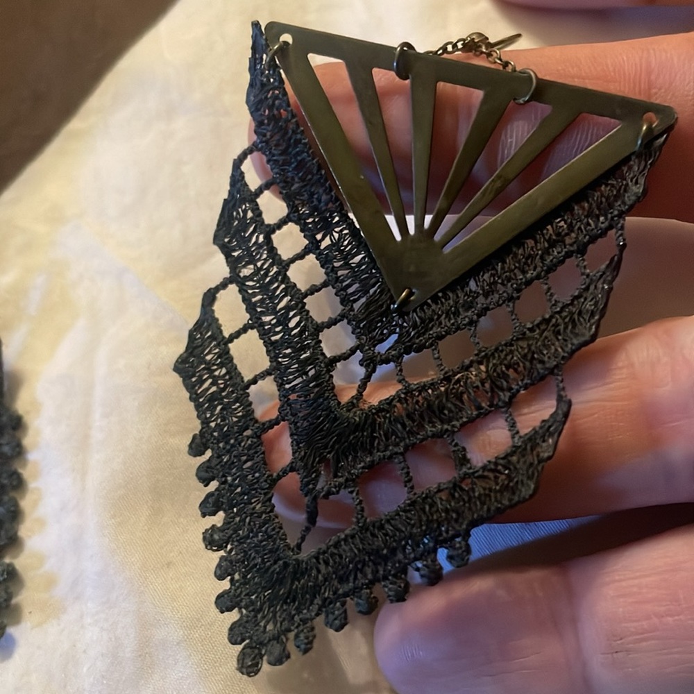 Delicate Unique Chevron Design Silk Earrings - image 5